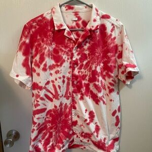 8 By Yoox Red Tie-Dye Men's Heavy Shirt (SZ Tag Missing) See Measurements
